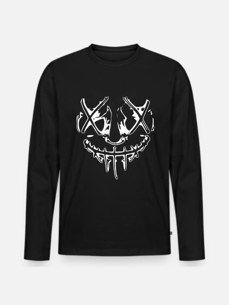 böse Horror Gesicht (Purge Optik) Maske Halloween - Männer Premium Bio Langarmshirt - Schwarz