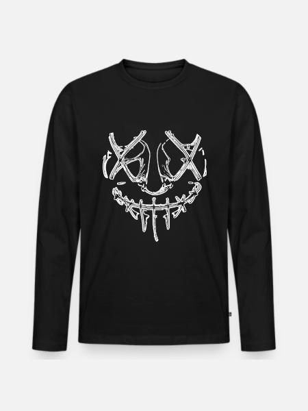 Creepy Horror Face Mask Halloween Clown - Men's Premium Organic Long Sleeve Shirt - black
