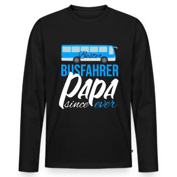 Busfahrer Papa Vater Schulbus Vatertag - Männer Premium Bio Langarmshirt - Schwarz - Vorne - Nico (187cm)