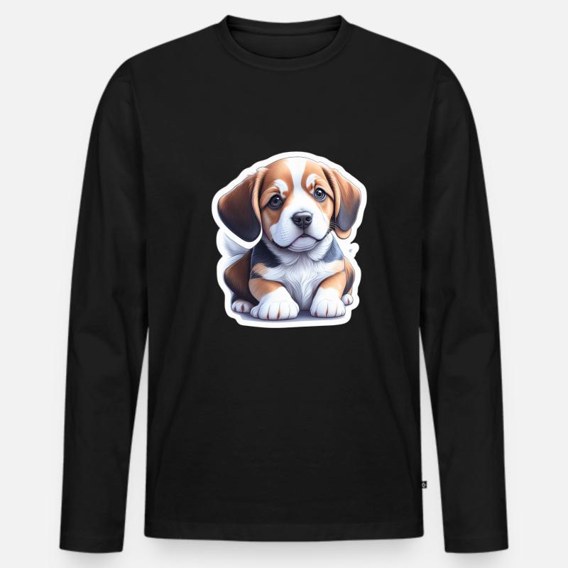 Süßer Beagle Welpe - Männer Premium Bio Langarmshirt - Schwarz