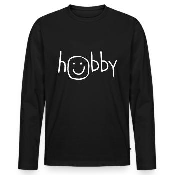 Hobby Smile Freizei Activité - T-shirt manches longues Premium bio Homme - noir - Devant - Nico (187cm)