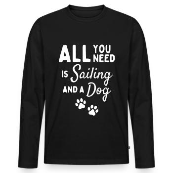 Tout ce dont vous avez besoin est la voile et un chien. - T-shirt manches longues Premium bio Homme - noir - Devant - Nico (187cm)