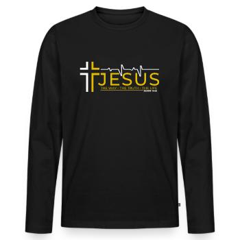 Jesus Christ Bible Verse Way Truth Life Christian - Men's Premium Organic Long Sleeve Shirt - black - Front - Nico (187cm)