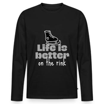 Eislaufen: Auf der Eisbahn ist das Leben besser. - Männer Premium Bio Langarmshirt - Schwarz - Vorne - Nico (187cm)