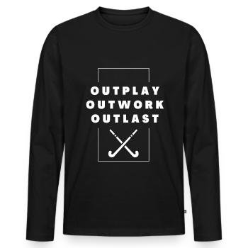 Hockey : Outwork. Déjouer. Survivre. - T-shirt manches longues Premium bio Homme - noir - Devant - Nico (187cm)
