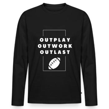 Rugby : Outwork. Déjouer. Survivre. - T-shirt manches longues Premium bio Homme - noir - Devant - Nico (187cm)