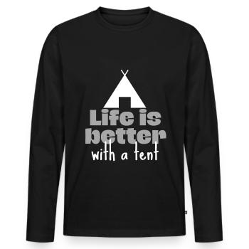 La vie est meilleure avec une tente. - T-shirt manches longues Premium bio Homme - noir - Devant - Nico (187cm)