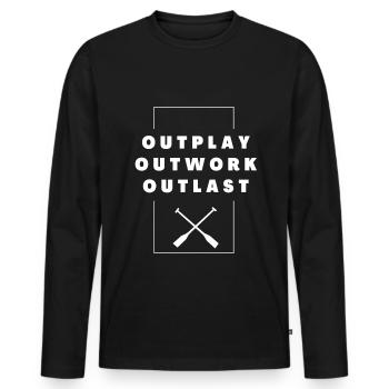 Aviron : Outwork. Déjouer. Survivre. - T-shirt manches longues Premium bio Homme - noir - Devant - Nico (187cm)