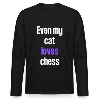 Even my cat loves chess - Men's Premium Organic Long Sleeve Shirt - black - Front - Nico (187cm)