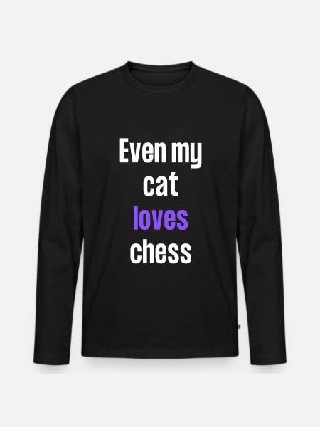 Even my cat loves chess - Men's Premium Organic Long Sleeve Shirt - black