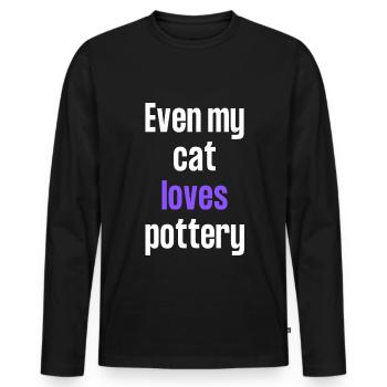 Sogar meine Katze liebt Töpfern. - Männer Premium Bio Langarmshirt - Schwarz - Vorne - Nico (187cm)