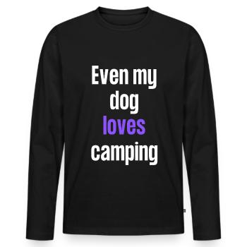 Même mon chien aime le camping - T-shirt manches longues Premium bio Homme - noir - Devant - Nico (187cm)