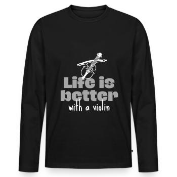 La vie est meilleure avec un violon. - T-shirt manches longues Premium bio Homme - noir - Devant - Nico (187cm)