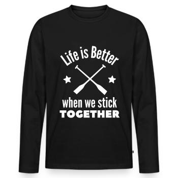 Rowing: Life is better when we stick together - Men's Premium Organic Long Sleeve Shirt - black - Front - Nico (187cm)