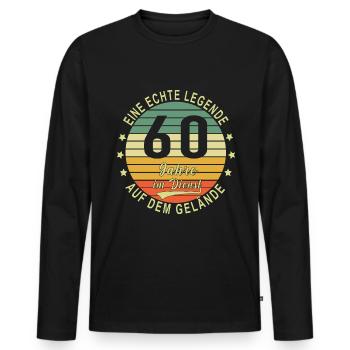 60 Jahre Dienstjubiläum Firmenjubiläum Arbeit - Männer Premium Bio Langarmshirt - Schwarz - Vorne - Nico (187cm)