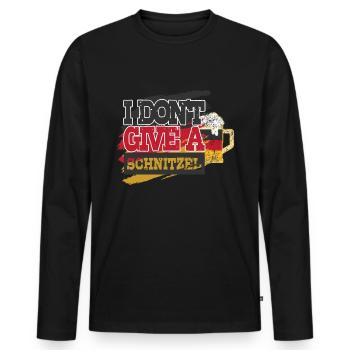 I Don't Give A Schnitzel Deutsches Bier Wurst - Männer Premium Bio Langarmshirt - Schwarz - Vorne - Nico (187cm)