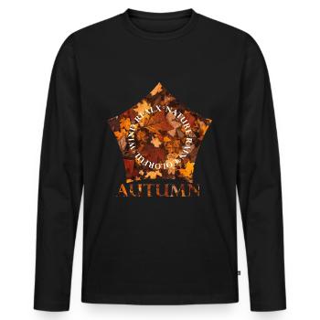 Automne - T-shirt manches longues Premium bio Homme - noir - Devant - Nico (187cm)