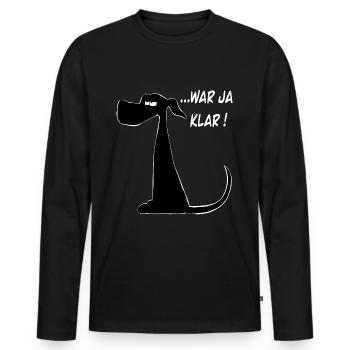 Lustiger Comic Hund mit lustigem Spruch - Männer Premium Bio Langarmshirt - Schwarz - Vorne - Nico (187cm)