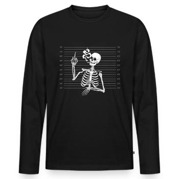 Rauchende Skelet Mugshot - Verbrecher-Foto - Männer Premium Bio Langarmshirt - Schwarz - Vorne - Nico (187cm)