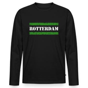 Rotterdam Vintage - Men's Premium Organic Long Sleeve Shirt - black - Front - Nico (187cm)