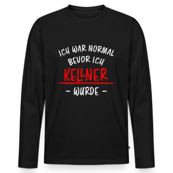 Kellner Lustige Spruch Service Restaurant Geschenk - Männer Premium Bio Langarmshirt - Schwarz - Vorne - Nico (187cm)