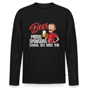 Beer - Proud Sponsor for casual Sex - Männer Premium Bio Langarmshirt - Schwarz - Vorne - Nico (187cm)