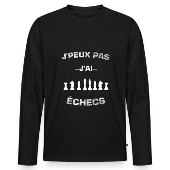 je peux pas j'ai échecs - T-shirt manches longues Premium bio Homme - noir - Devant - Nico (187cm)