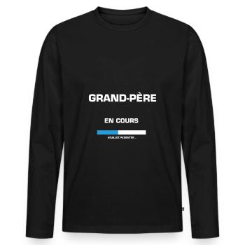 grand père en cours veuillez patienter - T-shirt manches longues Premium bio Homme - noir - Devant - Nico (187cm)