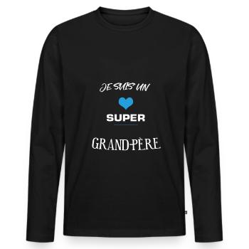 je suis un super grand père - T-shirt manches longues Premium bio Homme - noir - Devant - Nico (187cm)