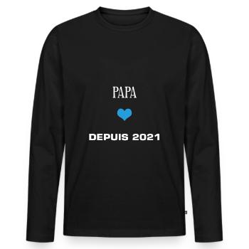 papa depuis 2021 - T-shirt manches longues Premium bio Homme - noir - Devant - Nico (187cm)