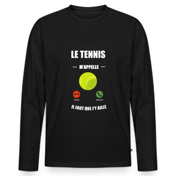 tennis m appelle - T-shirt manches longues Premium bio Homme - noir - Devant - Nico (187cm)