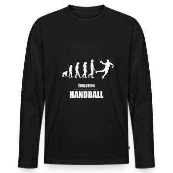 evolution handball - T-shirt manches longues Premium bio Homme - noir - Devant - Nico (187cm)