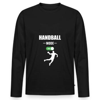 handball mode on - T-shirt manches longues Premium bio Homme - noir - Devant - Nico (187cm)