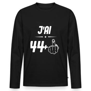 j ai 44 + doigt d honneur - T-shirt manches longues Premium bio Homme - noir - Devant - Nico (187cm)