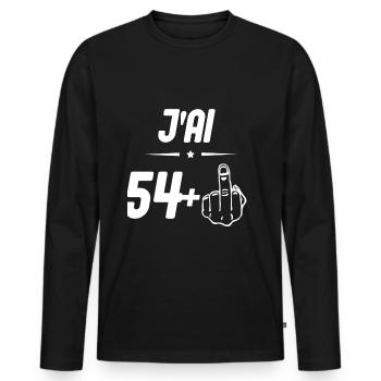 j ai 54 + doigt d honneur - T-shirt manches longues Premium bio Homme - noir - Devant - Nico (187cm)