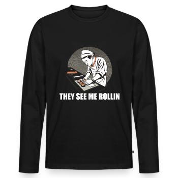 Sushi Meister - Männer Premium Bio Langarmshirt - Schwarz - Vorne - Nico (187cm)