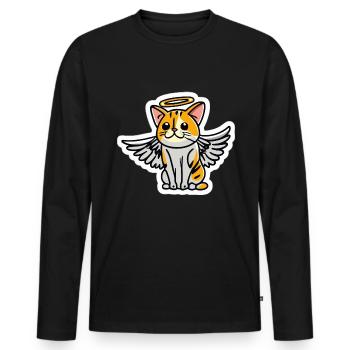 Katze - Männer Premium Bio Langarmshirt - Schwarz - Vorne - Nico (187cm)