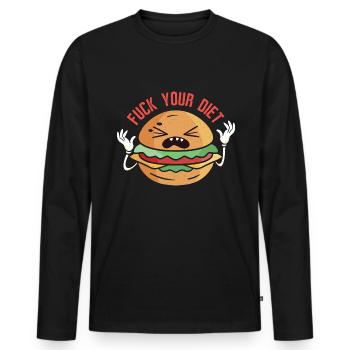 Keine Diät! Ich liebe Essen - Männer Premium Bio Langarmshirt - Schwarz - Vorne - Nico (187cm)