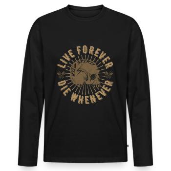 Live Forever Skull - Männer Premium Bio Langarmshirt - Schwarz - Vorne - Nico (187cm)