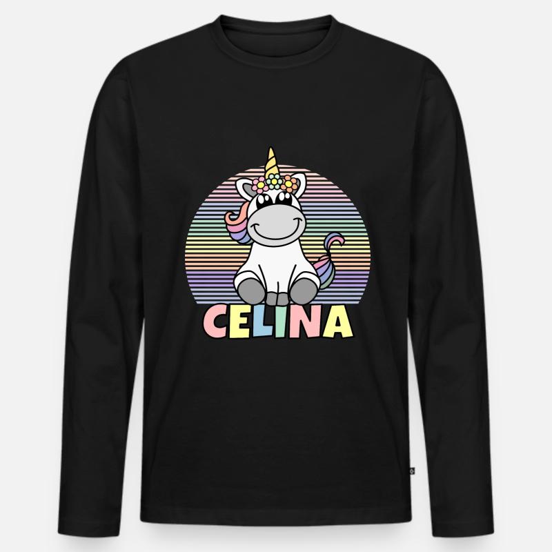 Celina Einhorn Name - Männer Premium Bio Langarmshirt - Schwarz