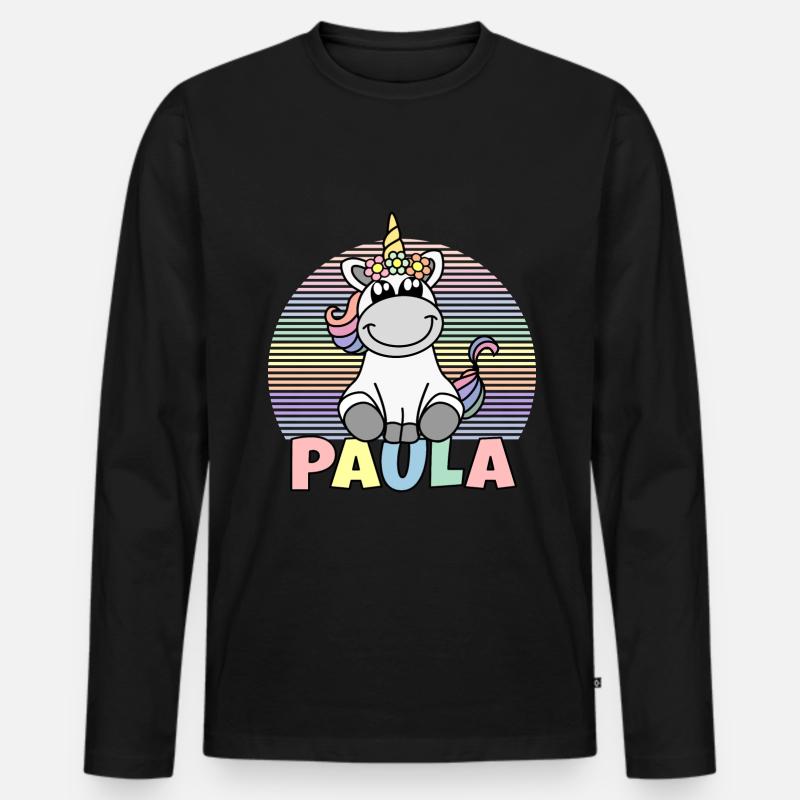 Paula Einhorn Name - Männer Premium Bio Langarmshirt - Schwarz