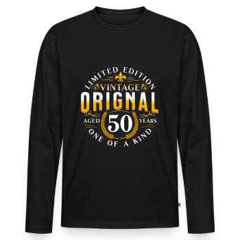 50 Jahre Geschenkidee Vintage Optik 50. Geburtstag - Männer Premium Bio Langarmshirt - Schwarz - Vorne - Nico (187cm)