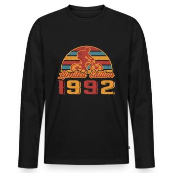 Vélo Vélo Cycliste Année d’anniversaire 1992 - T-shirt manches longues Premium bio Homme - noir - Devant - Nico (187cm)