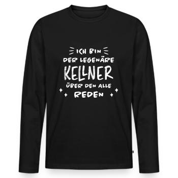 Kellner Lustige Spruch Service Restaurant Geschenk - Männer Premium Bio Langarmshirt - Schwarz - Vorne - Nico (187cm)
