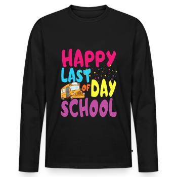 Joyeux dernier jour d'école - T-shirt manches longues Premium bio Homme - noir - Devant - Nico (187cm)