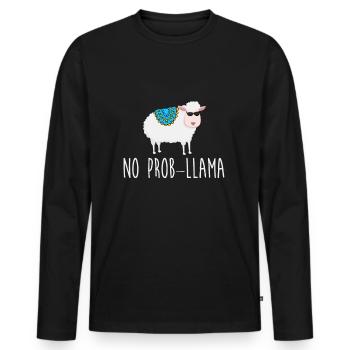 No Prob LLama - Männer Premium Bio Langarmshirt - Schwarz - Vorne - Nico (187cm)