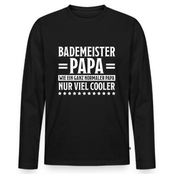 Bademeister Beruf Lustiger Spruch Freibad Geschenk - Männer Premium Bio Langarmshirt - Schwarz - Vorne - Nico (187cm)