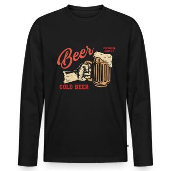 Premium Bier - Vintage - Männer Premium Bio Langarmshirt - Schwarz - Vorne - Nico (187cm)