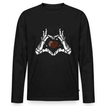 Coffee Love - Creepy Cafe Heart - Männer Premium Bio Langarmshirt - Schwarz - Vorne - Nico (187cm)