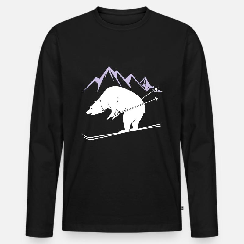 Snowboard Bear - Männer Premium Bio Langarmshirt - Schwarz
